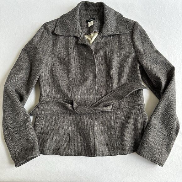 J.Crew + Robert Noble Scotland Blazer Gray Herringbone Womens Sz 6 - Picture 1 of 10